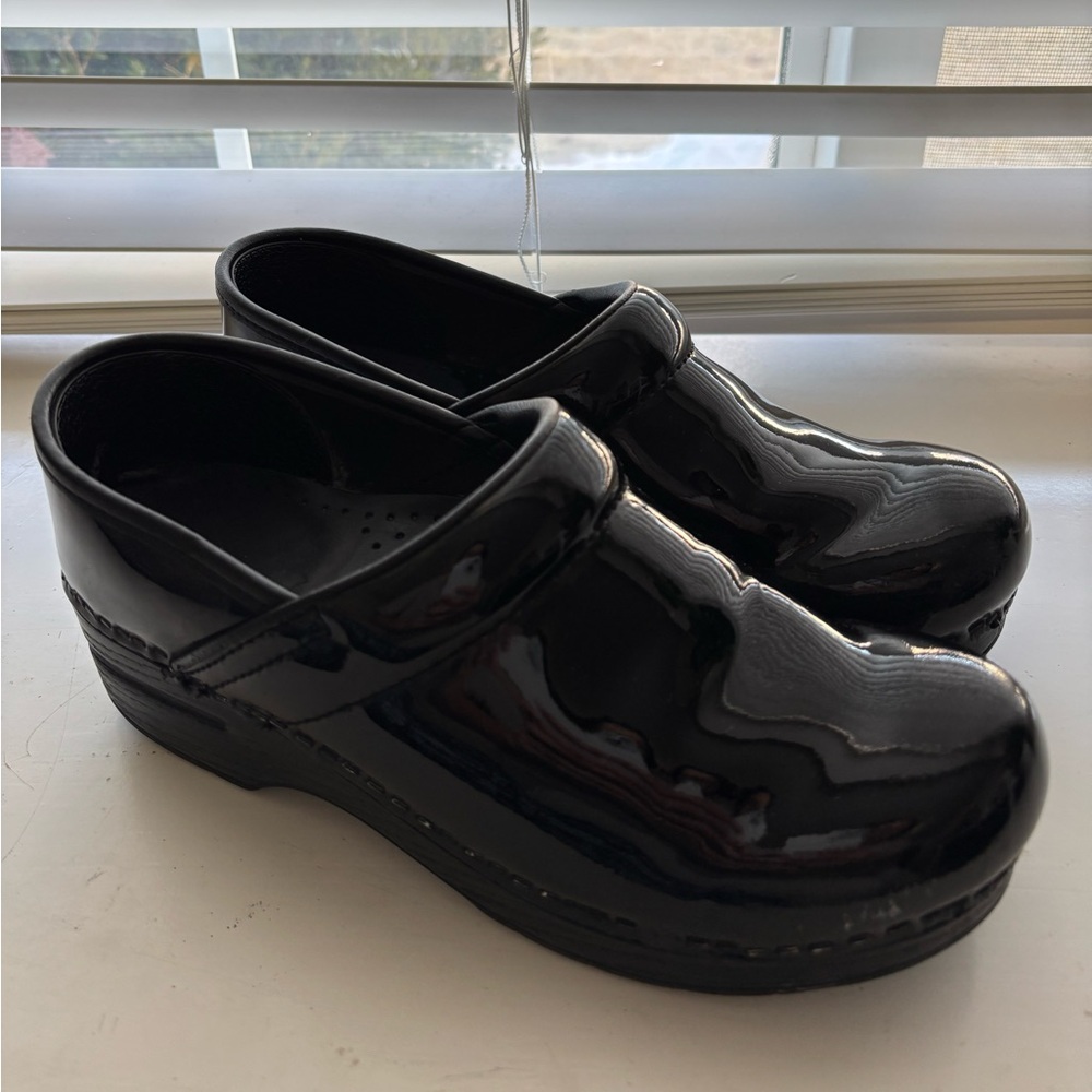 Black Patent Leather Clogs